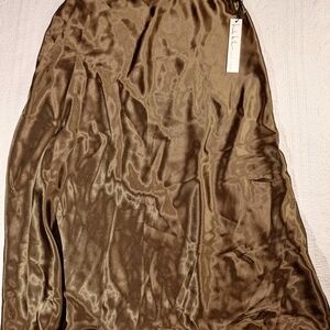 Nicole Miller Shimmering Olive Green Maxi Skirt